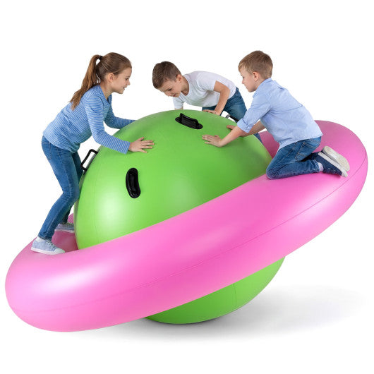 7.5 Foot Giant Inflatable Dome Rocker Bouncer with 6 Built-in Handles for Kids-Pink