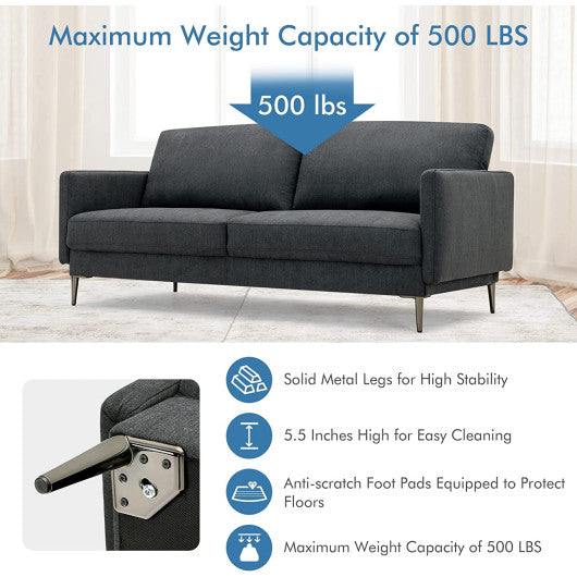 Modern Loveseat with Comfy Backrest Cushions-Gray