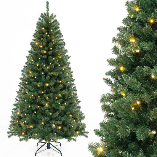 6/7/8 FT Artificial Christmas Tree with 568/830/1182 Branch Tips and 200/250/400 Warm White LED Lights-L