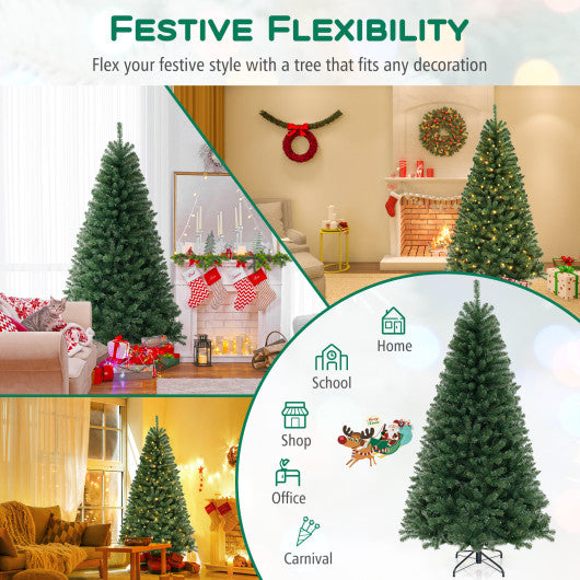 6/7/8 FT Artificial Christmas Tree with 568/830/1182 Branch Tips and 200/250/400 Warm White LED Lights-L
