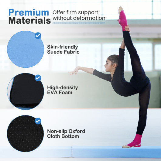 7 FT Folding Balance Beam with Removable Suede Cover and Non-slip Bottom-Navy