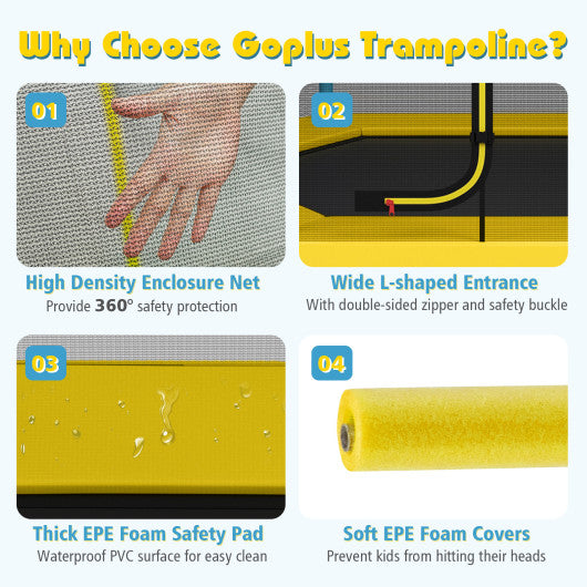 7 Feet Kids Recreational Bounce Jumper Trampoline-Yellow