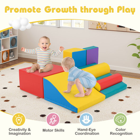 7-Piece Foam Blocks for Toddlers Soft Climbing Toys Indoor Play for Babies-Red