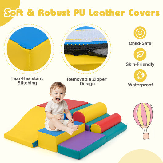 7-Piece Foam Blocks for Toddlers Soft Climbing Toys Indoor Play for Babies-Red