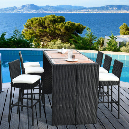 7 Pieces Patio Rattan Wicker Dining Furniture Set