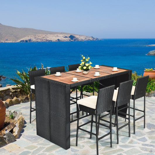 7 Pieces Patio Rattan Wicker Dining Furniture Set