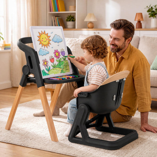 7-in-1 Convertible Foldable Baby High Chair with Adjustable Tray for Kids-Brown