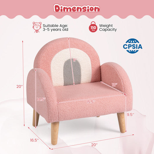 Kids Armchair with Comfy Backrest and Armrests-Pink