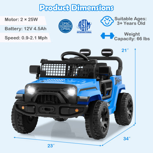 12V Kids Ride on Truck Car Battery Powered Electric Vehicle-Navy