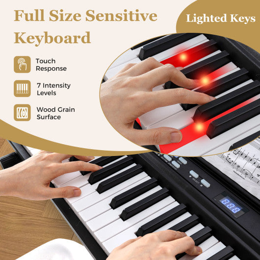 88-Key Electric Piano Keyboard with Adjustable Stand and Portable Bag-Black