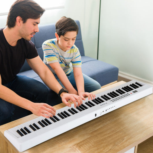 88 Key Foldable Electric Keyboard Piano with Wireless MIDI and Dual Speakers-White