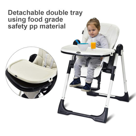 Foldable High chair with Multiple Adjustable Backrest-White