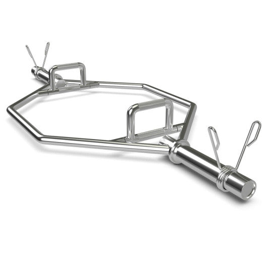 56 Inch Olympic Hexagon Deadlift Trap Bar with Folding Grips Powerlifting-Sliver