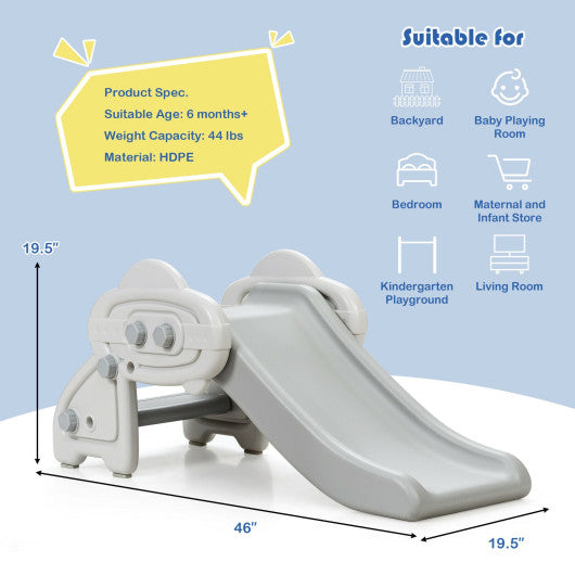 Freestanding Baby Mini Play Climber Slide Set with HDPE anf Anti-Slip Foot Pads-Gray