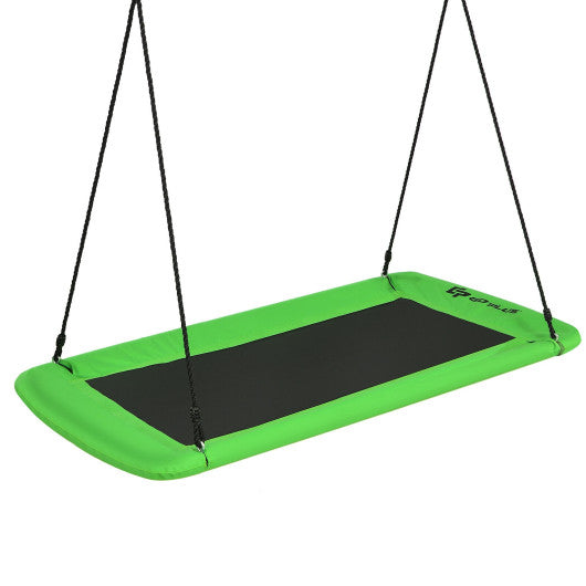 60 Inches Platform Tree Swing Outdoor with 2 Hanging Straps-Green