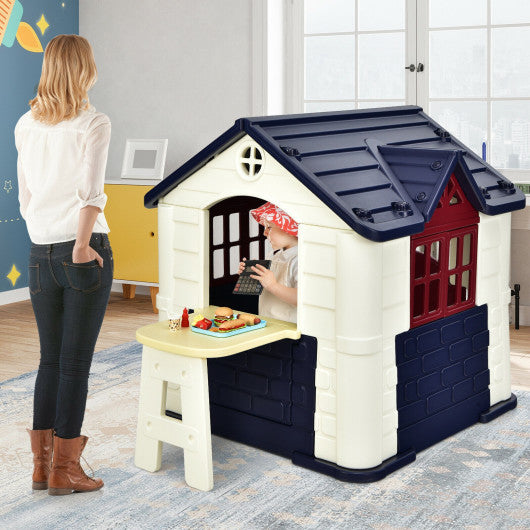 Kid¡¯s Playhouse Pretend Toy House For Boys and Girls 7 Pieces Toy Set-Blue