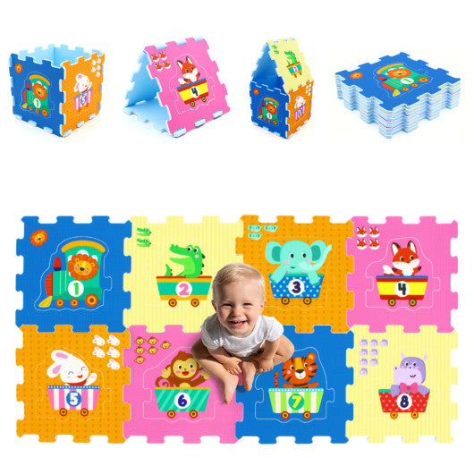 8-Piece Interlocking Baby Floor Puzzle Tiles with Educational Numbers