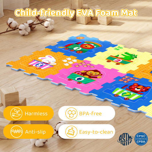 8-Piece Interlocking Baby Floor Puzzle Tiles with Educational Numbers