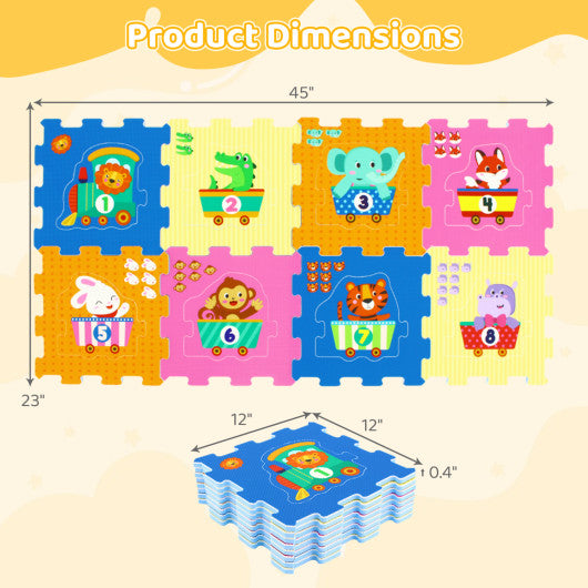 8-Piece Interlocking Baby Floor Puzzle Tiles with Educational Numbers