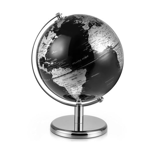 8 inches World Globe Modern Decorative Tabletop Earth Globe-Silver