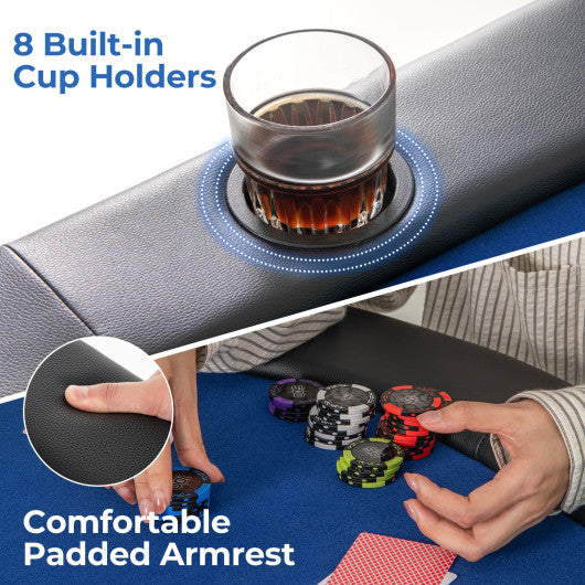 8 Players Texas Holdem Foldable Poker Table-Blue