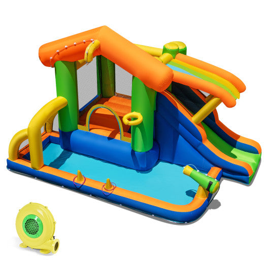 Inflatable Bounce House Water Park with Slide and 480W Blower