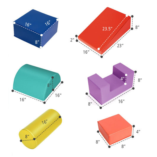 6 Piece Climb Crawl Play Set Indoor Kids Toddler -Red