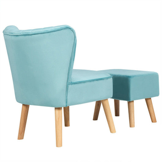 Modern Accent Chair Ottoman Set with Footstool-Turquoise