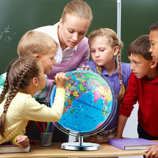 13 Inch Illuminated World Globe 720¡ã Rotating Map with LED Light