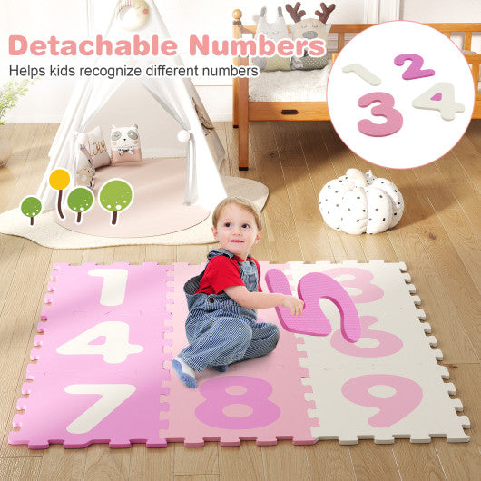 9 Pieces Interlocking Foam Puzzle Floor Mat with 3 Marker Discs-PI