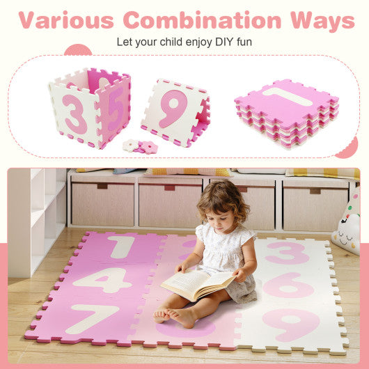 9 Pieces Interlocking Foam Puzzle Floor Mat with 3 Marker Discs-PI
