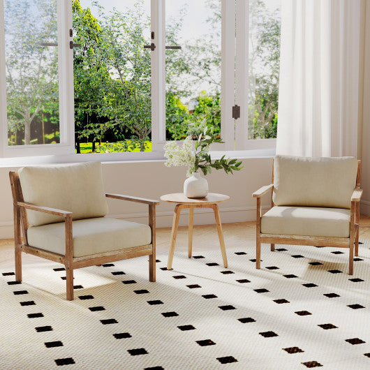 Modern Accent Chair with Solid Rubber Wood Armrests