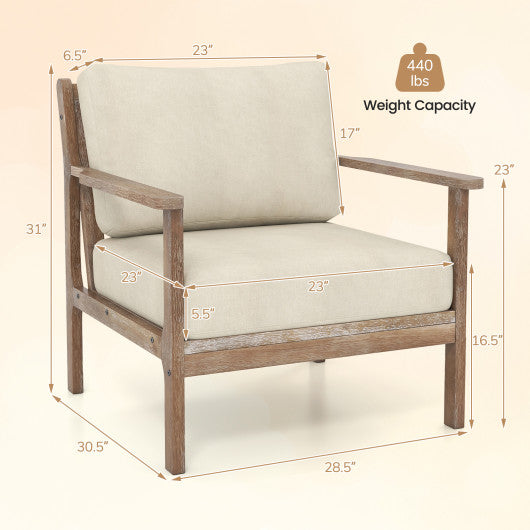 Modern Accent Chair with Solid Rubber Wood Armrests
