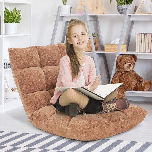 Adjustable 14-position Cushioned Floor Chair-Beige