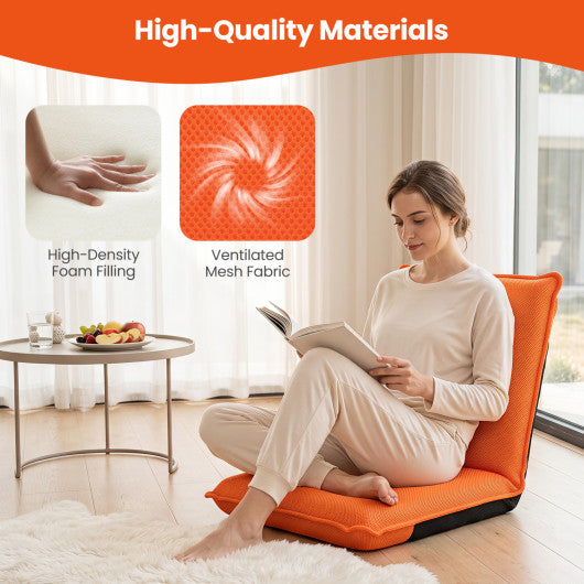 Adjustable 6 Positions Folding Lazy Man Sofa Chair Floor Chair-Orange
