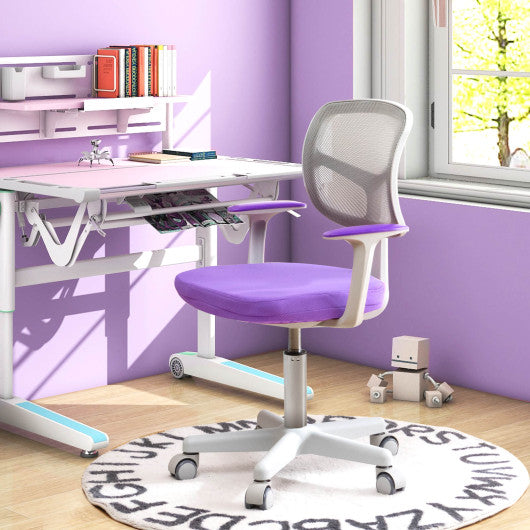 Adjustable Desk Chair with Auto Brake Casters for Kids-Purple