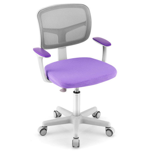 Adjustable Desk Chair with Auto Brake Casters for Kids-Purple