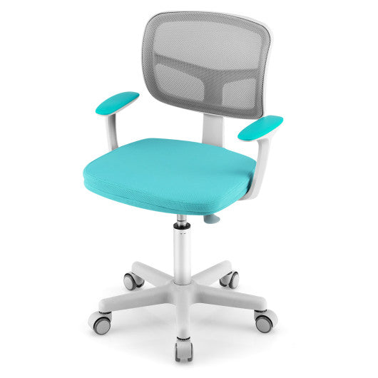 Adjustable Desk Chair with Auto Brake Casters for Kids-Turquoise