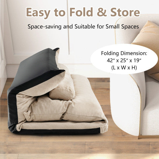 Adjustable Floor Sofa Bed with 2 Lumbar Pillows-Beige