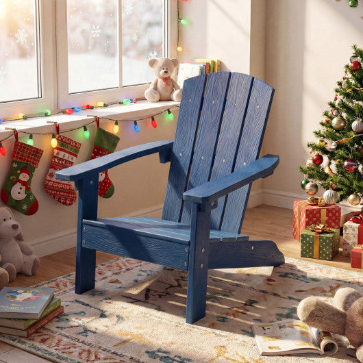 All-Weather HIPS Kid's Adirondack Chair with with High Backrest and Armrests-Blue