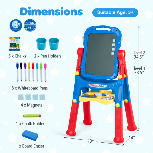 Art Easel for Kids with Adjustable Height-Blue