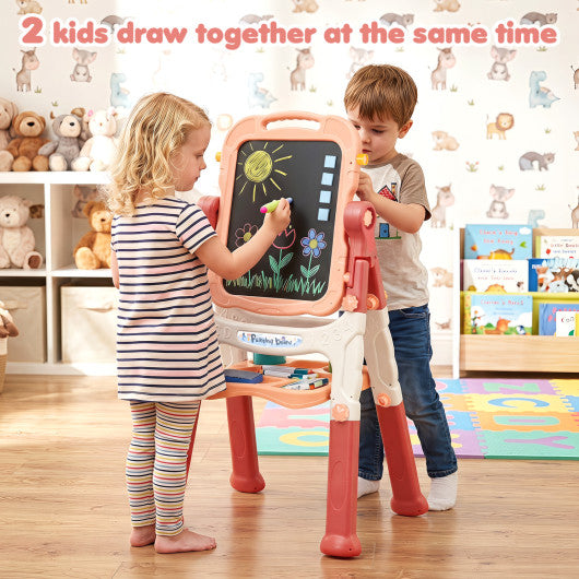 Art Easel for Kids with Adjustable Height-Pink