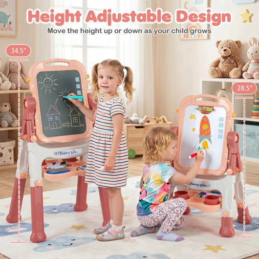 Art Easel for Kids with Adjustable Height-Pink