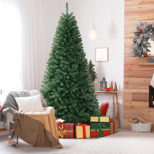 6/7/8 FT Artificial Christmas Tree with 568/830/1182 Branch Tips and 200/250/400 Warm White LED Lights-XL