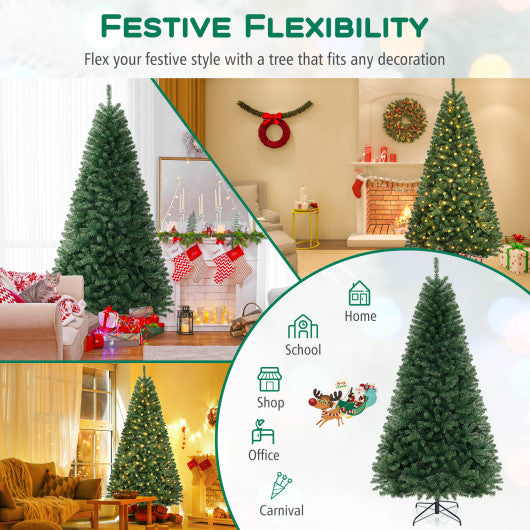 6/7/8 FT Artificial Christmas Tree with 568/830/1182 Branch Tips and 200/250/400 Warm White LED Lights-XL