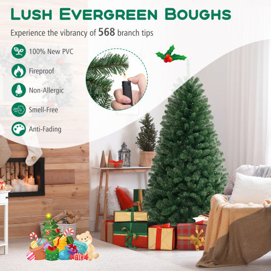 6/7/8 FT Artificial Christmas Tree with 568/830/1182 Branch Tips and 200/250/400 Warm White LED Lights-M