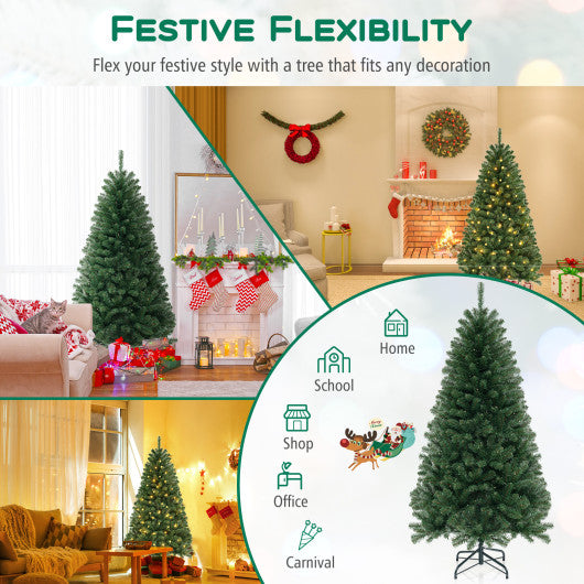 6/7/8 FT Artificial Christmas Tree with 568/830/1182 Branch Tips and 200/250/400 Warm White LED Lights-M