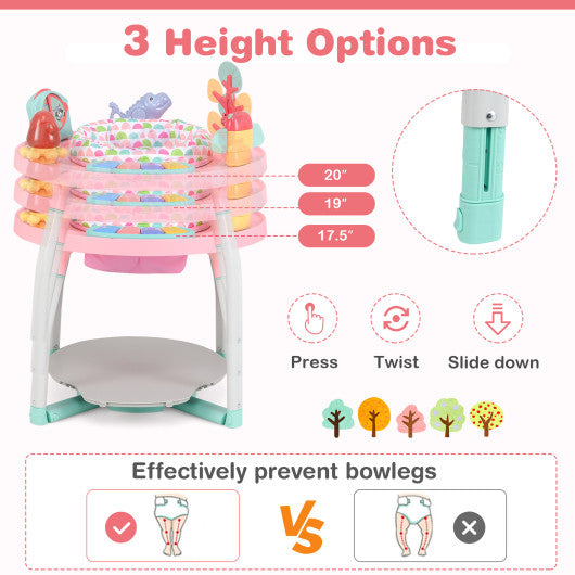 5-in-1 Baby Activity Center Interactive Bounce Seat with Removable Toys-Pink