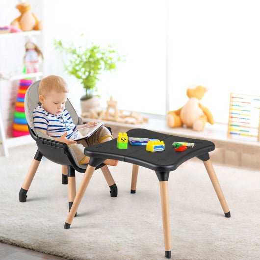 5-in-1 Baby Convertible Wooden High Chair with Detachable Tray-Black