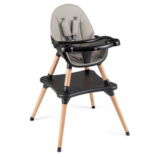 5-in-1 Baby Convertible Wooden High Chair with Detachable Tray-Black